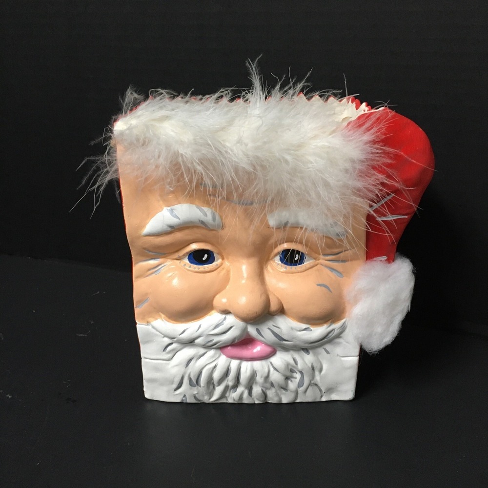 Vintage Ceramic Santa Clause Gift Bag SAK Christmas Card Holder   Holiday Decor